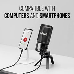 RØDE NT-USBand Professional-Grade USB Microphone for Recording Exceptional Audio Directly to a Computer or Mobile Device , black