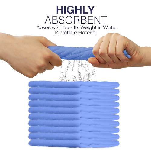 DCS Microfibre Cleaning Cloth, Blue, Pack of 10, Large Size: 40x40cm. Super Soft Premium Streak Free Washable Cloth Duster for Kitchen, Bathrooms, Surfaces, Mirrors, Car, Motorbike