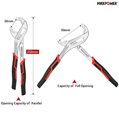 Water Pump Pliers 250mm(10 inches), MAXPOWER Slip Joint Pliers Tongue-and-Groove Pliers Multigrip Groove Joint Plumbing Clamp for Tightening & Loosening Nuts, Bolts, Pipe