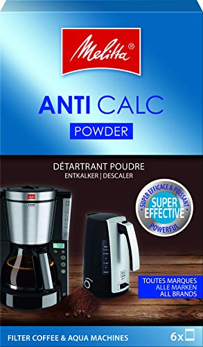 Melitta Anti-Calc Powder Descaler for Filter Coffee Machines, Article 192632, 6 Powder Bags of 20 g Each