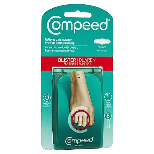 Compeed On Toes Blister Plasters, 8 Hydrocolloid Plasters, Foot Treatment, Heal fast, Dimensions: 1.7 cm x 5.1 cm, 8 Count (Pack of 1)