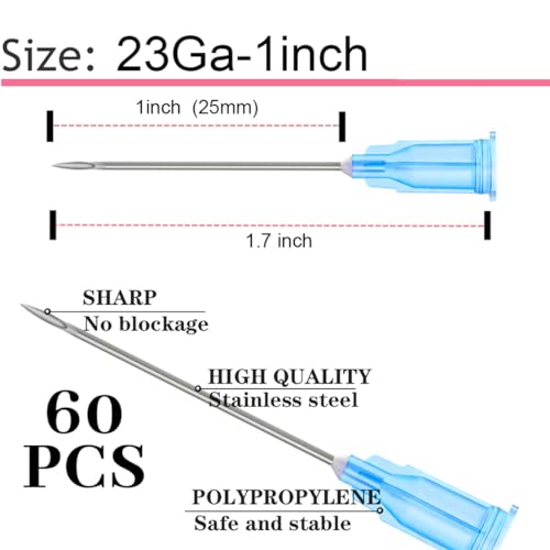 Dispensing Accessories Stainless Steel Industrial Needles Individually Packed 60Pcs (23G-25mm)