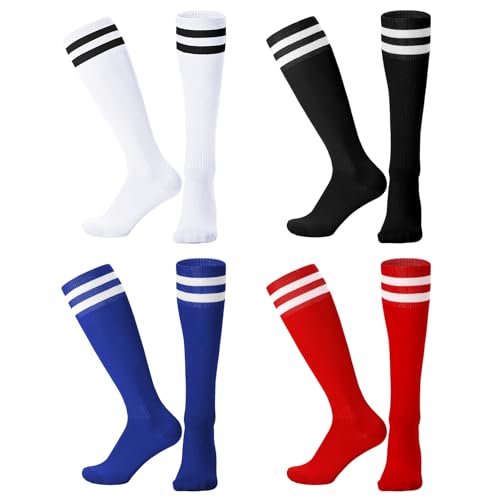 Zuimei 4 Pairs Childrens Football Socks Kids Football Socks Breathable Soccer Socks Long Football Sports Socks for Kids Boys Girls Youth Junior Running, Training, Rugby, Hockey (Aged 5-13)