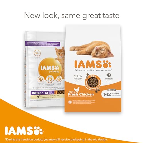 IAMS for Vitality Dry Kitten Food with Fresh Chicken, 3 kg, Packaging may vary