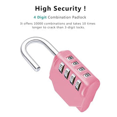 ZHEGE Padlock with Code, 4 Digit Combination Lock for Locker, Resettable Coded Padlock for School and Gym Lockers, Outdoor Padlock Weatherproof for Backyard Fence Gate, Sheds, Garage Door (Pink)