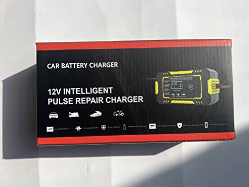 12V/6Amp Car Battery Charger, Smart Fully Automatic Battery Charger with Temperature Compensation for Most Types of Lead Acid Batteries, Red, AC Connection Required