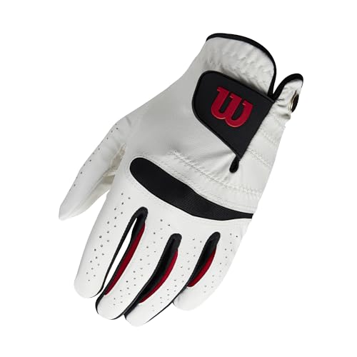 Wilson Men's Feel Plus Left Hand Golf Gloves, White, Medium/Large