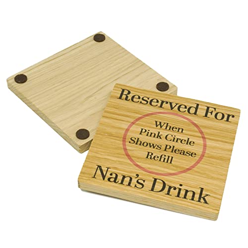 Reserved For Nans Drink Solid Oak Drink Coaster from Grandchildren. Birthday item. Wood Mat for Drinks. Token for Nan to be.