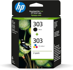 HP 303 (3YM92AE) Original Printer Cartridges 2 Count (Pack of 1) (1xblack, 1xcolor) for HP ENVY 6200, 7100, 7134,7220e,7221e,7224e,7800,7900e Tango Printer.Black - 1X 200 pg Tri-color - 1 x 165 pg