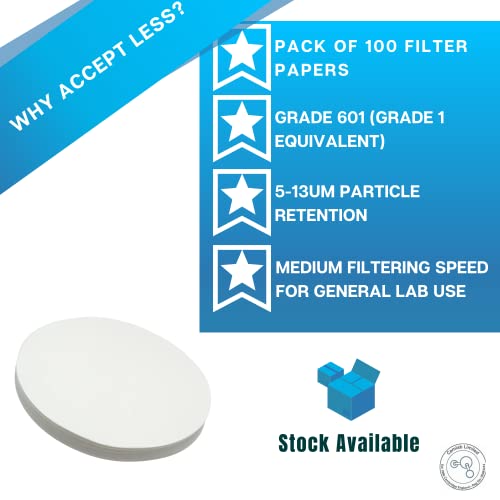 Camlab 1171052 Grade 601 [1] General Purpose Filter Paper, Medium Filtering Speed, 55 mm Diameter (Pack of 100)