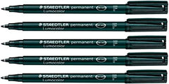 STAEDTLER Lumocolor Fine Permanent Marker Pens - Waterproof Smudge Resistant Quick Dry CD DVD OHP - Black - Pack of 5