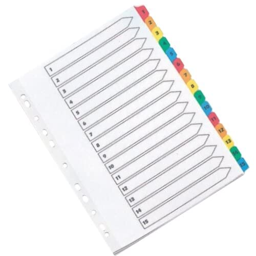 Q-Connect Index A4 Multi-Punched 1-15 Reinforced Multi-Colour Numbered Tabs KF01520 (Pack of 2)