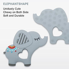 CLDY Teething Toys for Babies 3 Months Baby Teethers with Clip Silicone Baby Teether Toys for Boys and Girls Infant Teething Relief for Teething Elephant Shape, Gray (Barley ChainandElephant)