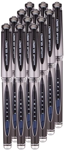 Uni-ball 218990000 UM-153S Signo Impact Gel Pens with Rubber Grip, Black Gel, 1mm Nib (Pack of 12)