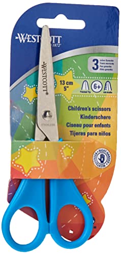 Westcott E-21595 00 Kids Scissor witch cm-scale, pointed tip, 5 inches/13 cm, blue