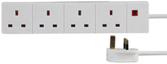 Pro Elec 3 m 4 Socket Neon On Light Extension Lead - White