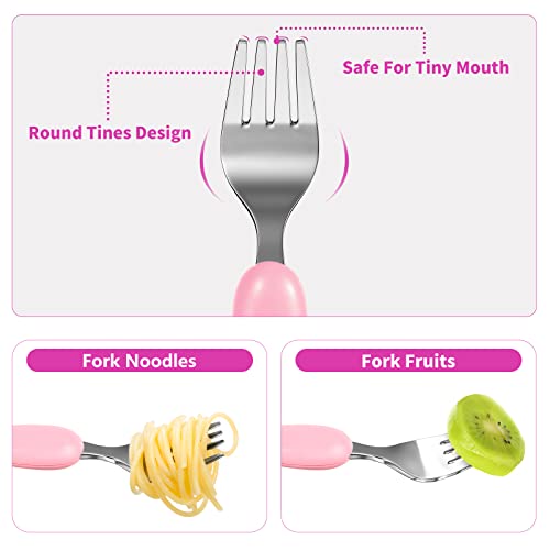 Lehoo Castle Toddler Cutlery, 6pcs Stainless Steel Unicorn Toddler Fork and Spoon Set, Children's Kids Cutlery Flatware, Incudes 3 x Spoons, 3 x Forks (No Knives)