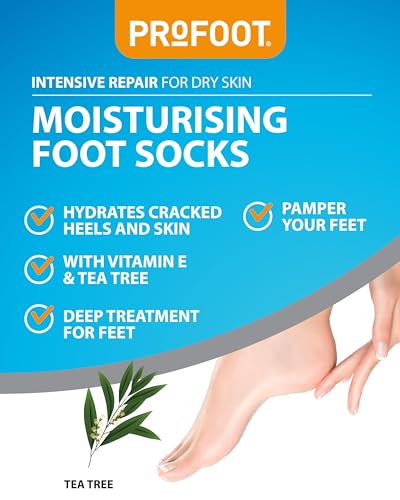 Profoot Moisturising Foot Socks - Deep Treatment for Feet - Ideal for Dry Skin - Soothes, Softens & Deeply Hydrates Cracked Heels and Skin - Intensive Repair for Dry Skin with Vitamin E & Tea Tree