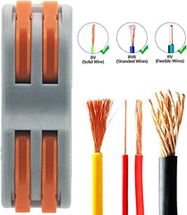 CESFONJER Lever Nut Connector, Bilateral 4-Hole Pressure Bar Terminal Block, Assortment Conductors Compact Wire Connectors SPL-2(15 Pack)