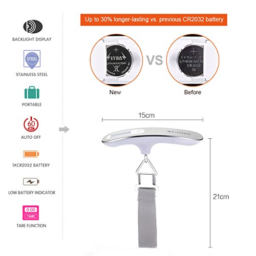 Luggage Scale MYCARBON Portable Digital Scale Electronic Suitcase Scale Hanging Scales Luggage Weighing Scale 110 Pound / 50 Killogram Capacity With Backlit With Tare Function Lightweigh for Travel