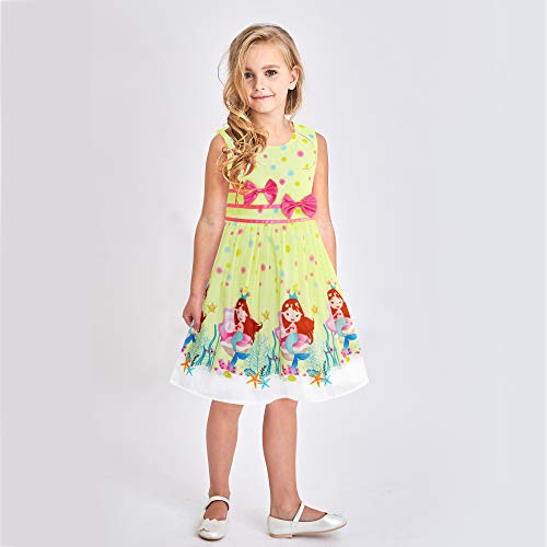 Sunny Fashion Girls Dress Yellow Casual Mermaid Double Bow Tie Party Age 9-10 Years