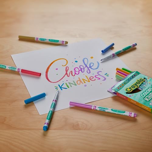 CRAYOLA Colours of Kindness Washable Fine Line Markers - Assorted Colours (Pack of 10)   Colours That Represent Good Feelings   Ideal for Kids Aged 3and