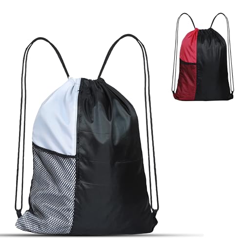 HHH Drawstring Bag Boys Girls Kids Swim Gym Sack Dance PE Shoe Sport Backpack (Red White)