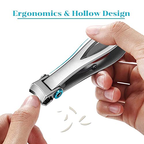 Nail Clippers - USHION 15mm Wide Jaw Opening Stainless Steel Fingernail and Toenail Clippers Cutter for Thick Nails with Fingernail File for Men & Women Big