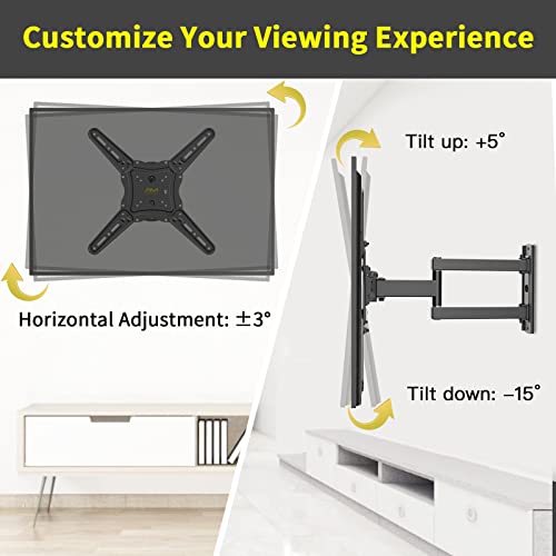 Alphamount TV Wall Bracket for Most 26-60 inch LED LCD Flat and Curved TVs up to 35kg, Sturdy TV Wall Mount with Tilt Swivel Extension, Max VESA 400x400mm, APPIMF7-E