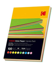 KODAK - 9891300 Ream of 100 Sheets 80 g/m² Coloured Paper, A4 (21 x 29.7 cm) Red, Orange, Yellow, Green, Blue and Pink