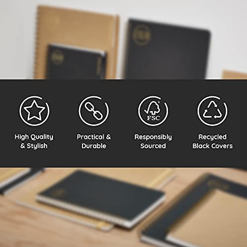 Nu Notebooks - Kraft Range - Black Stitched Spine A5 Notebook - Stationery Notebooks - Professional Notepad - 80 Pages