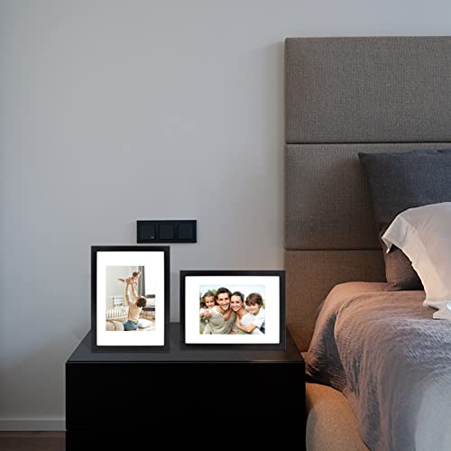 EGOFINE A4 Frame,100% Solid Wood Frame, A4 Picture Frame with A5 Mat, A4 Photo Frames, A4 Poster Frame with Acrylic Glass, 21cm x 29.7cm Certificate Frame for Table Top and Wall Mounting, Black