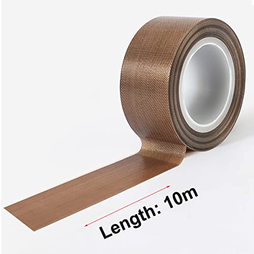 Qrity 2 PCS High Temp Tape 20mm x 10m, PTFE Tape, Teflon Tape, High Temperature Adhesive Tape, Thickness 0.18 mm, for Vacuum Sealer Machine, Hand or Impulse Sealer, Heat Resistant Up to 300℃