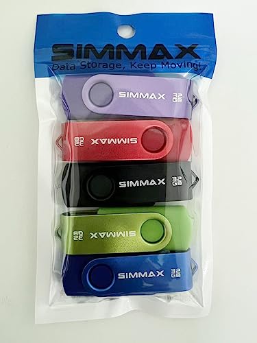 SIMMAX 32GB USB Flash Drives 5 Pack 32GB Memory Stick Swivel Design Thumb Drive USB Stick (32GB Blue Green Black Red Purple)