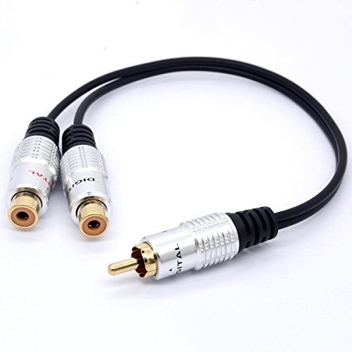 OpenII RCA Splitter Cable 1 RCA Mono Male to 2 RCA Phono Female Y Adapter Cord, 0.3 Metre