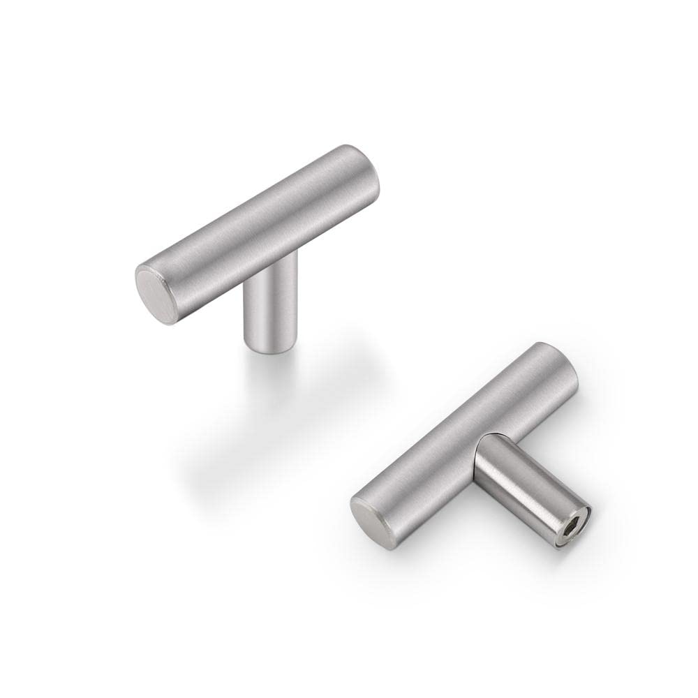 Probrico Pack of 5 Brushed Nickel Stainless Steel Kitchen Cabinet T Bar Handle Furniture Drawer Pulls Cuoboard Knobs PS201HSS(32mm Projection/50mm Long) UK Domestic Delivery