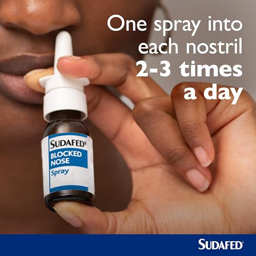 Sudafed Blocked Nose Spray, Relief from Congestion Caused by Head Cold and Allergies, Sinusitis, Helps Clear The Nasal Passage, Lasts Up to 10 Hours and Gets to Work in 2 Minutes, 15 Ml