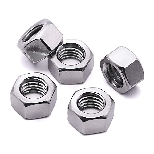 TERF M22 Hex Hexagon Nut (22mm) Steel Full Nuts - Pack of 8, Silver