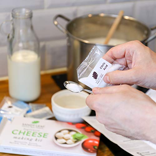 Sandy Leaf Farm Cheese Making Kit - Valentine Day Gift, Homemade, DIY Ricotta, Burrata, Goat, Mascarpone, and Mozzarella Cheese Making Kits for Beginners w/ Vegetarian Rennet & Cheese Cloth