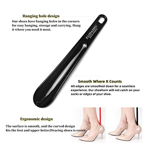 PAIDASHU Shoe Horn 2 Pcs Plastic Shoe Horn 10.2 inches/26cm, Smooth surface, with hanging holes, easy to carry.Fit for men, women, kids and seniors.