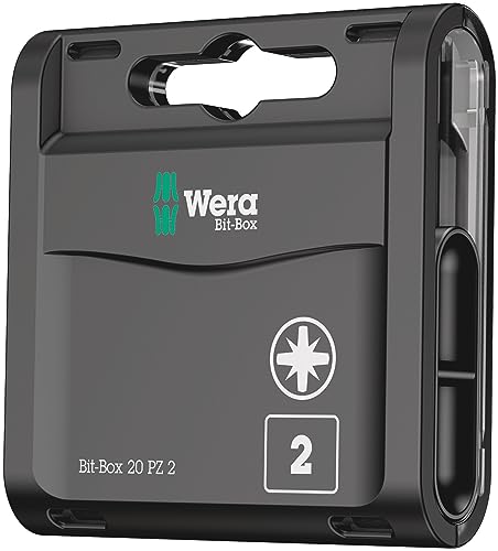 Wera Bit-Box 20 H PZ2 Extra Hard bits for drill/drivers, 25mm, 20pc pack, 05057760001 , Black