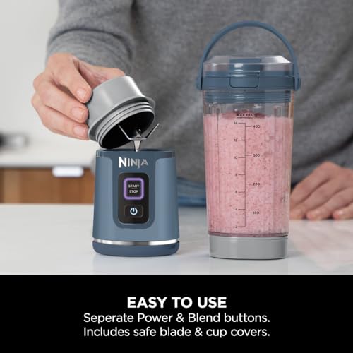 Ninja Blast Portable Blender, 530ml, Leakproof Lid & Sip Spout, Powerful Cordless Mini Blender, Rechargeable, Portable Smoothies, Protein Shakes, Blends Ice & Frozen Fruit, Denim Blue, BC151UKNV