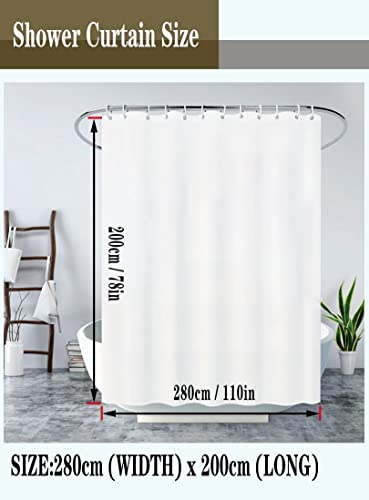 GONOVE Shower Curtain for Bathroom 280 x 200cm Mildew Resistant Waterproof Polyester Fabric Wheat Shower Curtain Liner Long Washable Bath Curtain with Hooks, Weighted Hem