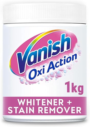 Vanish Oxi Action Whitener and Stain Remover Powder for Whites 1kg, Pack of 1   Chlorine Bleach Free Formula   For Whiter Whites, Safe on Everyday Fabrics (Packing May Vary)