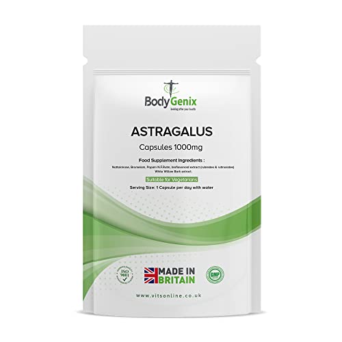 BodyGenix Astragalus 1000mg Capsules - 100% Natural Food Supplement for Immune System Skin Heart Health - High Dose Chinese Supplement