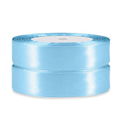 OWill Sky Blue Satin Ribbon, Double Sided Polyester 20mm X 22m(24 Yards) Gift Wrapping Ribbon for Cake Decoration, DIY Sewing Project, Party Balloon & Hair Bows