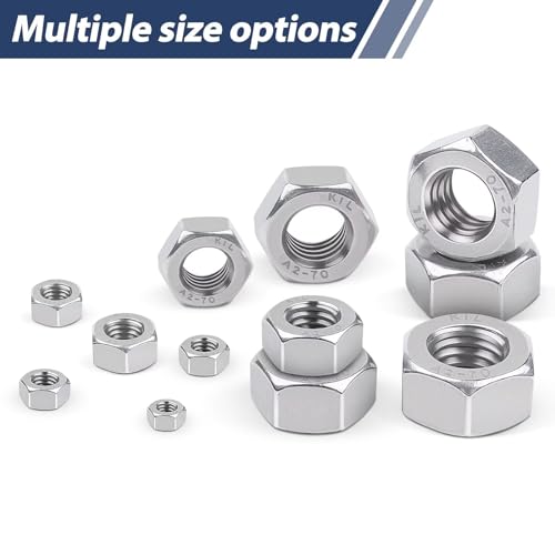 DIN934 Nuts M8, Leryati 20 Piece Standard A2 V2A Stainless Steel Hex Nut M8, Metric Hex Hexagon Full Nuts Steel Hex Nuts Coarse Thread Hexagon Nut, Hex Full Nut Used For Fastening