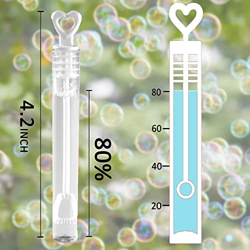 12 Mini Heart Bubble Tubes With 4ml Bubble Liquid Solution and Blow Wands, Weddings favours, Parties, Celebrations, Children’s Birthday Party Bag Fillers, Kids Toys (White Heart 12 Pack)