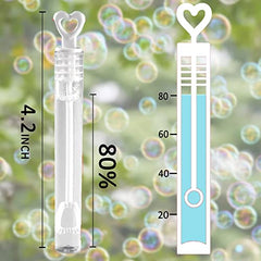 12 Mini Heart Bubble Tubes With 4ml Bubble Liquid Solution and Blow Wands, Weddings favours, Parties, Celebrations, Children’s Birthday Party Bag Fillers, Kids Toys (White Heart 12 Pack)