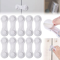 NORSON-NADISHA 10PCS Plastic Cupboard Locks for Children, Child Wardrobe Locks for Cabinets Drawers Fridge Door Adhesive Locks for Kids Baby Safety Locks for Kitchen Furniture